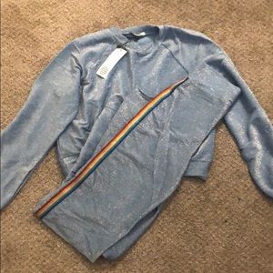 Sundar Bay Baby Blue Lurex Set with Band